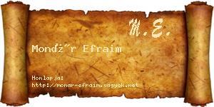 Monár Efraim névjegykártya
